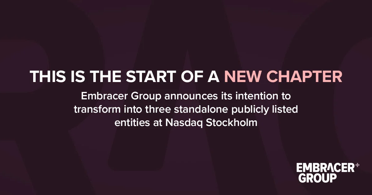 Embracer Group announces its intention to transform into three standalone publicly listed entities at Nasdaq Stockholm - Embracer Group