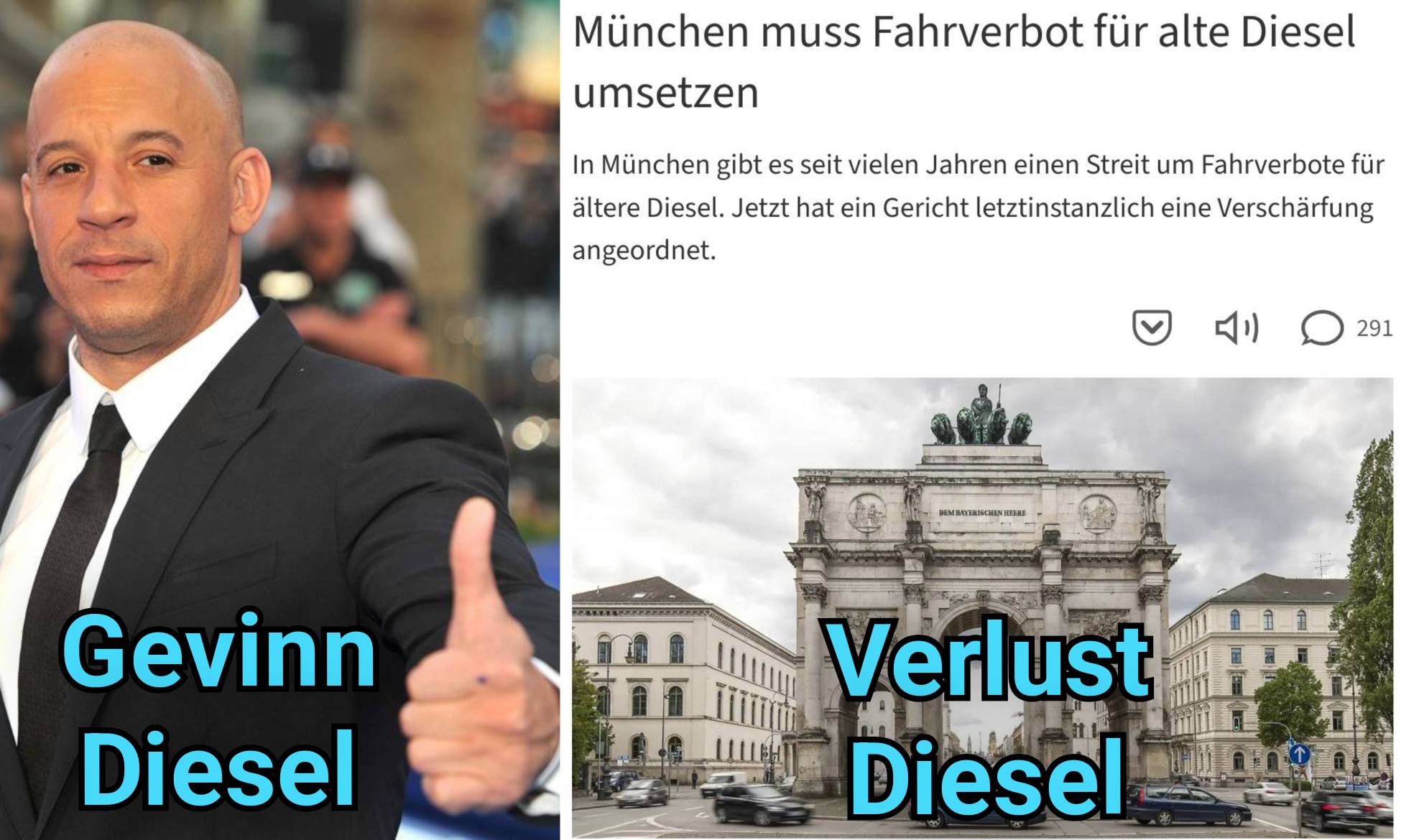 Vin Diesel / Fahrverbote in München (Verlust Diesel)