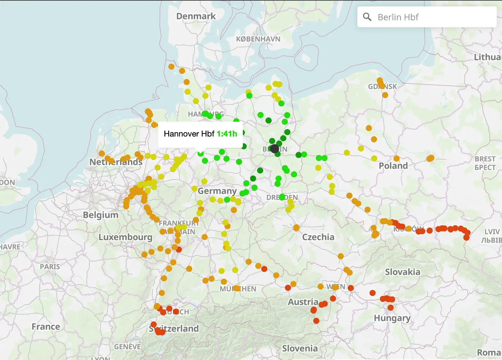 🇪🇺 Direct train connections