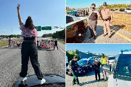 Queers for Palestine block exit to Disney World, infuriating drivers before they’re promptly arrested