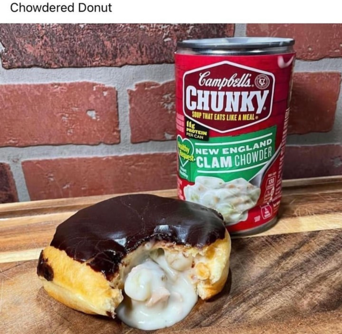 Donut filled with chowder