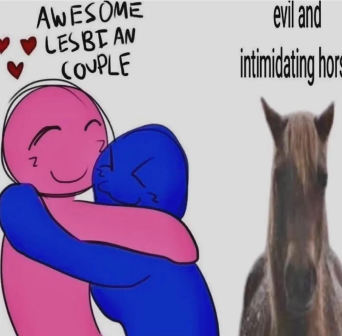 Awsome lesbian couple - Evil and intimidating horse