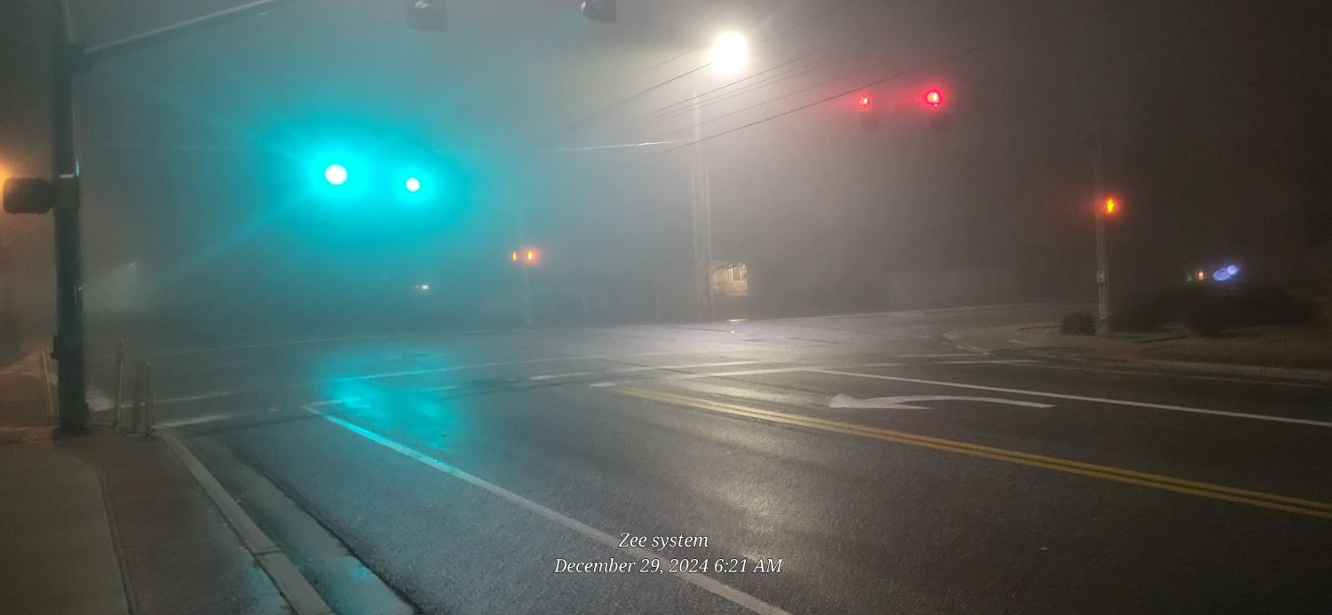 Very Foggy street intersection 