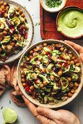 Roasted Chickpea &amp; Veggie Bowls with Green Tahini Sauce
