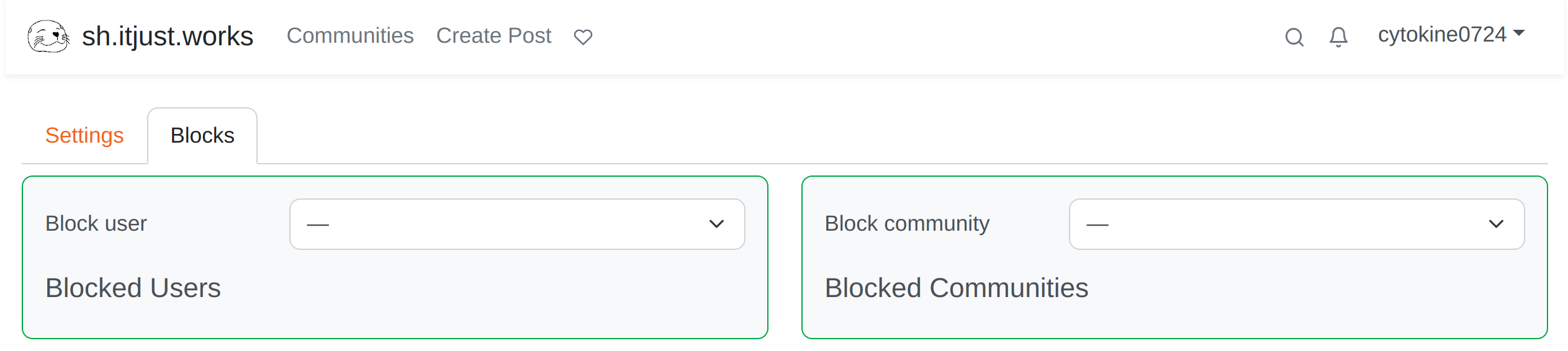 'Blocked' tab