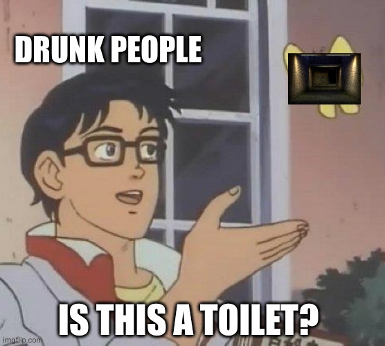 "Is this a pigeon meme" Meme captioned: Drunk people: Is this a toilet?