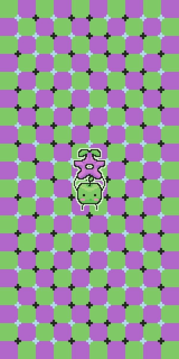 it's a optical illusion that makes the background look wiggly when you scroll with the stardew fruit guy in the middle. I have no idea how I'm supposed to alt text an optical illusion lol