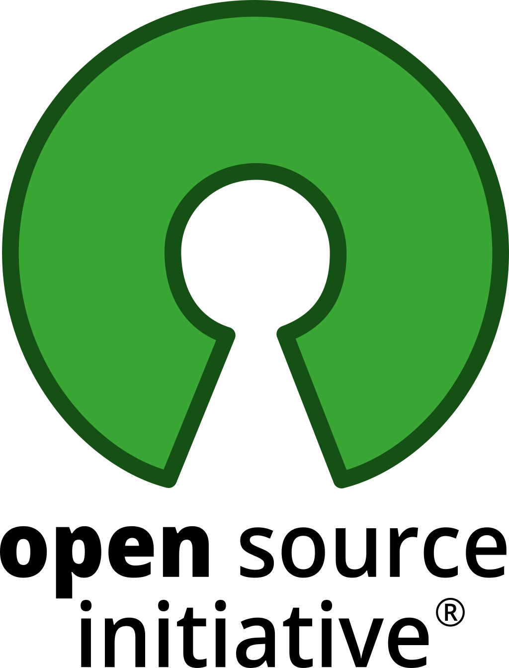 Logo der Open Source Initiative. Ein grüner Kreis mit einer Öffnung.