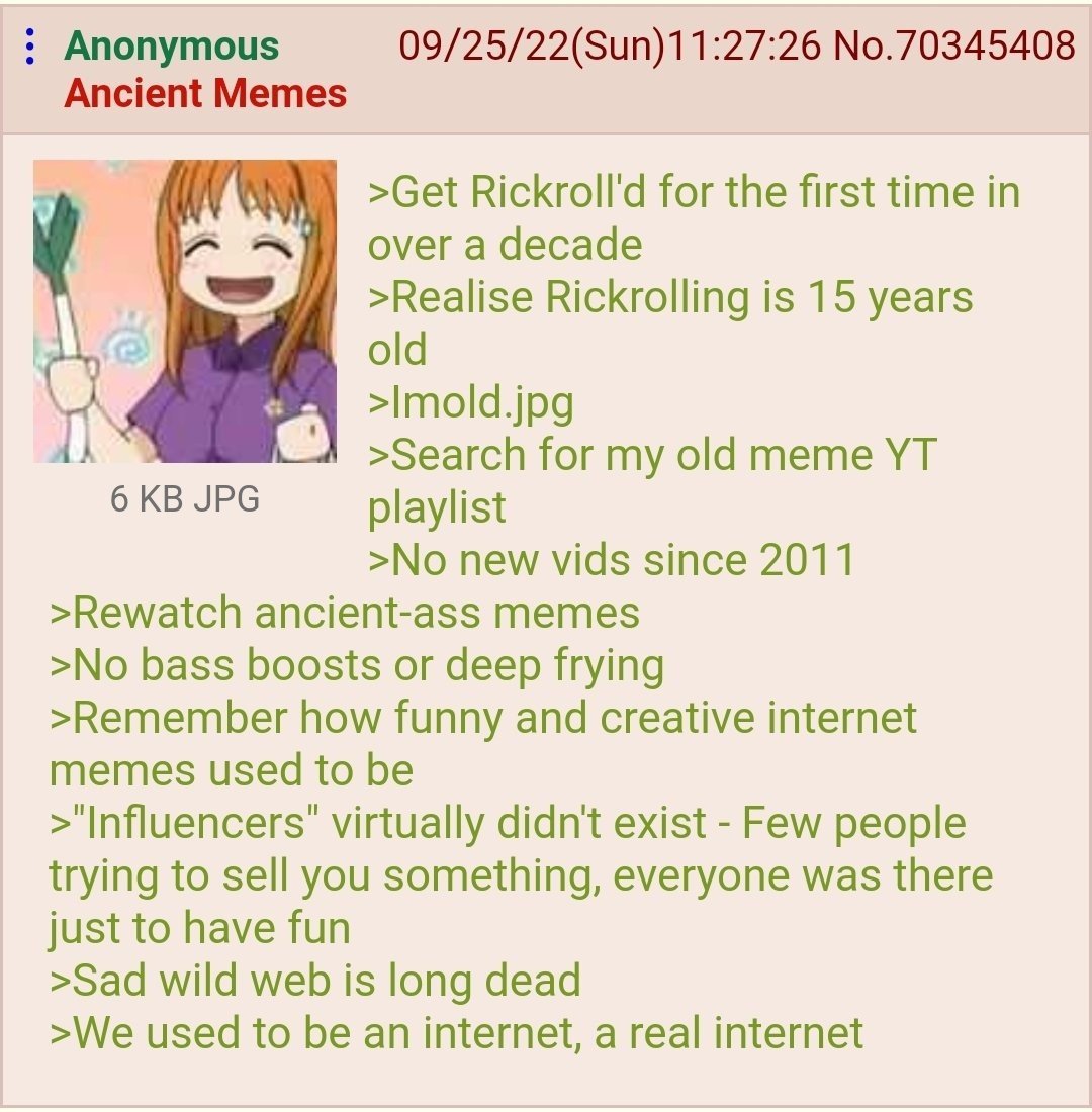 Anon browses ancient memes