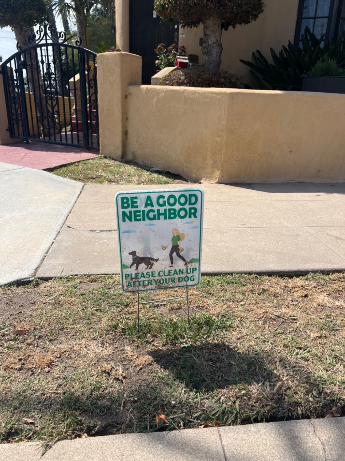 Clean up after your golden retriever, blond hair'd lady - your neighbor