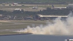 Runway fire breaks out at Sydney Airport after emergency landing