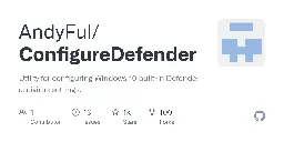 GitHub - AndyFul/ConfigureDefender: Utility for configuring Windows 10 built-in Defender antivirus settings.