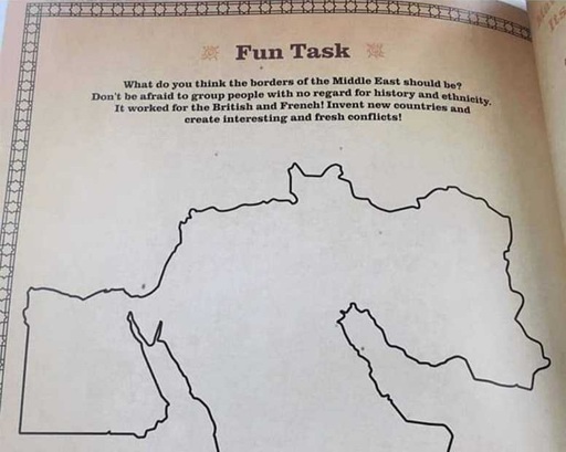 fum task: redraw the borders of the middle east. a blank map is displayed