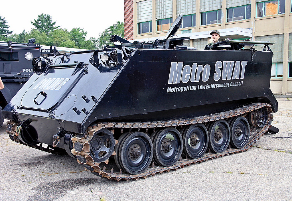 A police tank