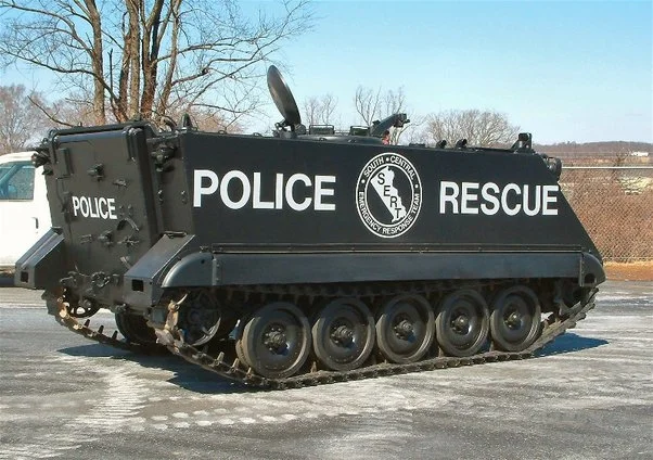 A police tank