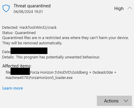 microsoft defender alert